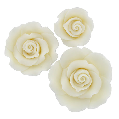White Sugar Roses Mixed Size
