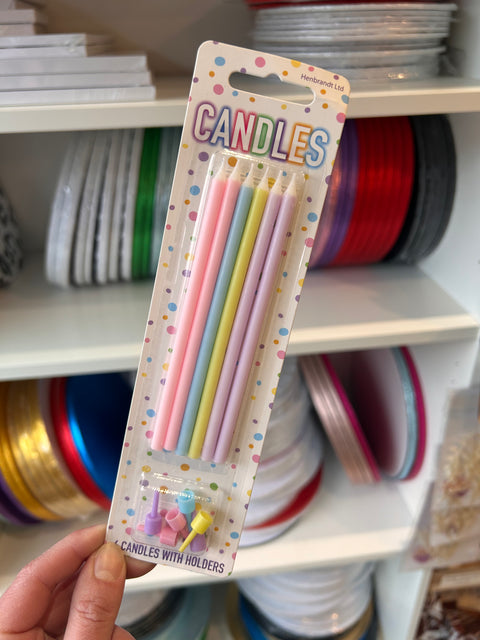 Pastel Tall Candles Pack of 6