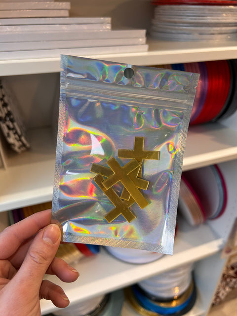 Gold Acrylic Small Cross Pack of 4