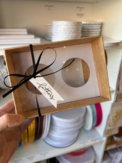 2 Hole Kraft Brown Cupcake Box with Lid
