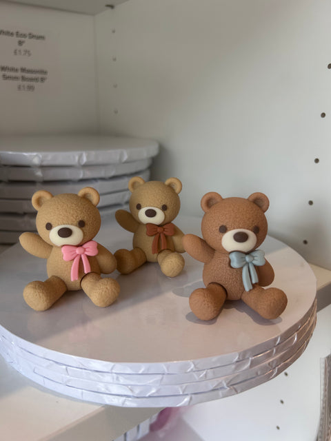 Teddy Bear with Bow Cake Topper