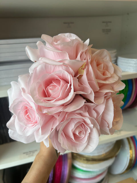 Soft Light Pink Open Rose Bunch of 6
