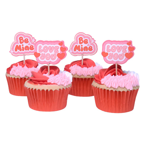 Retro Valentines Cupcake Toppers