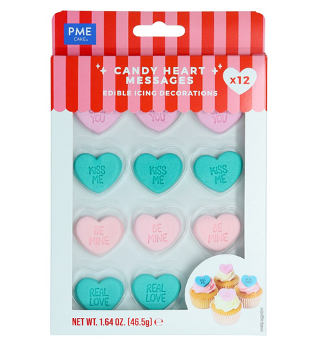 Valentines Sugar Candy Heart Message Toppers