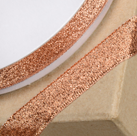 Rose Gold Metallic Lurex 12mm Ribbon