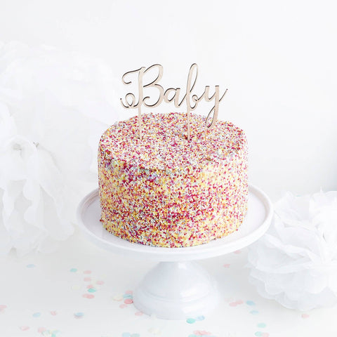Wooden "Baby" Cake Topper