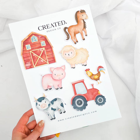 Farm Cake Decorations Set with Animals, Barn and Tractor