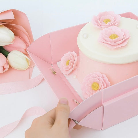 Pink Mini Cake/Bento Cake Board and Box Set