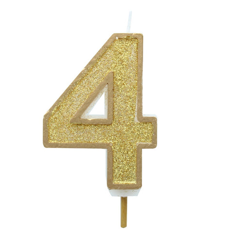 Gold Glitter Number Candle - 4