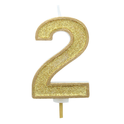 Gold Glitter Number Candle - 2