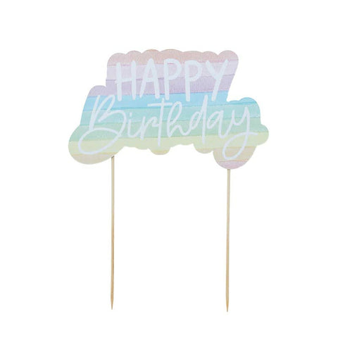 Eco Rainbow 'Happy Birthday' Paper Cake Topper 1 Pack