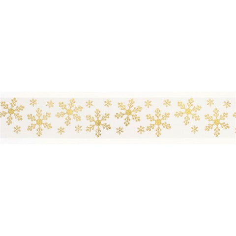 Gold & Ivory Holly Ribbon 36mm Wide