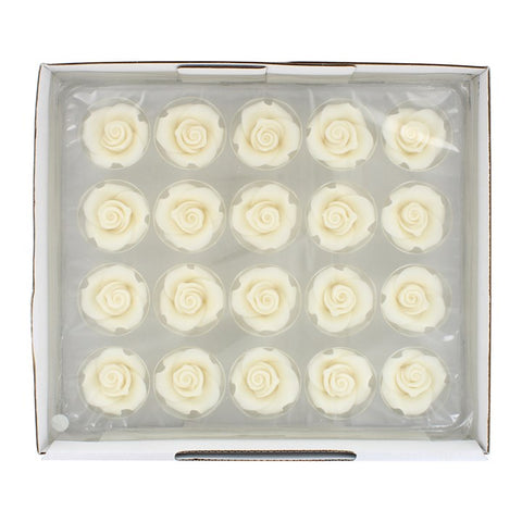 Edible Sugar Roses White - 38mm Pack of 20