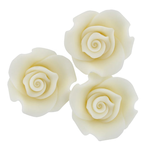 Edible Sugar Roses White - 38mm Pack of 20