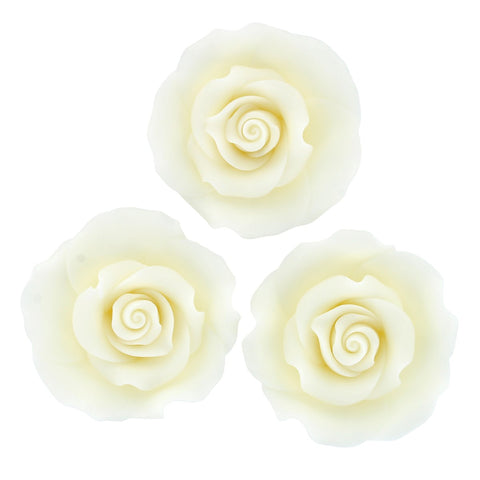 Edible Sugar Roses White - 50mm Pack of 10
