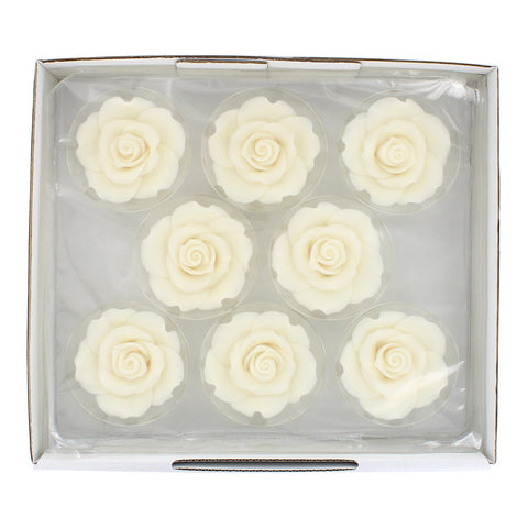 Edible Sugar Roses White - 63mm Pack of 8