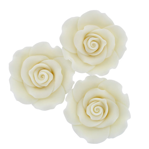 Edible Sugar Roses White - 63mm Pack of 8