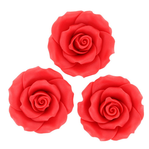 Red Sugar Roses - 50mm Pack of 10