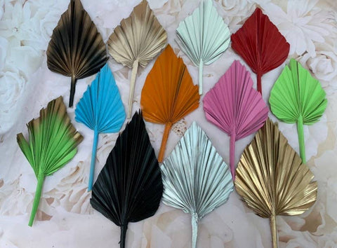 Dried Palm Spear Leaves ,black, pink, blue, gold, white, green orange palm spear, palm cake topper, palm decor, dried flowers cake decor: Silver