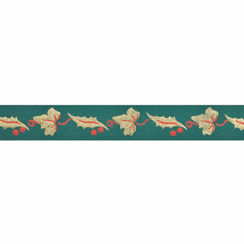 Green Holly Ribbon 24mm Wide