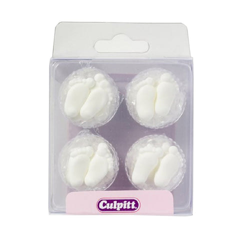 White Edible Baby Feet Decorations