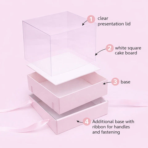 Pink Mini Cake/Bento Cake Board and Box Set