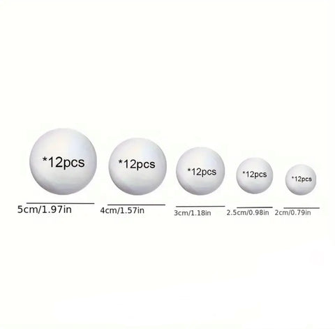 Mixed Size Polystyrene Balls Pack of 60
