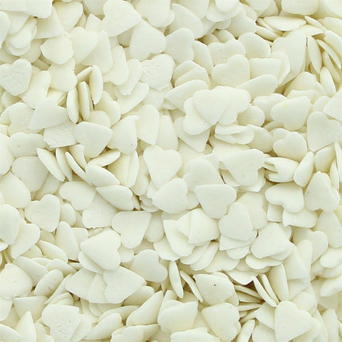 Edible Cake Sprinkles - White Hearts