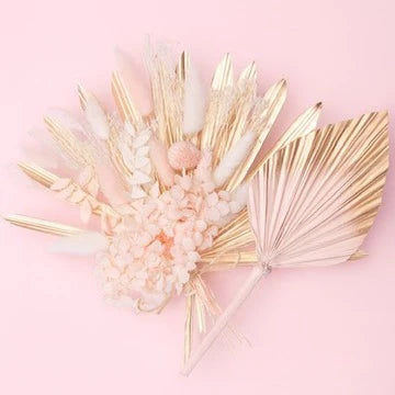 Sun Palm Bouquet (with palm spear) - Gold & Pink