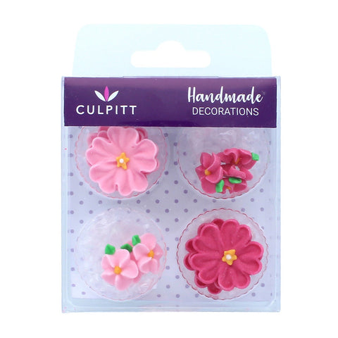 Pink and Hot Pink Sugar Flower Decorations Pack of 14