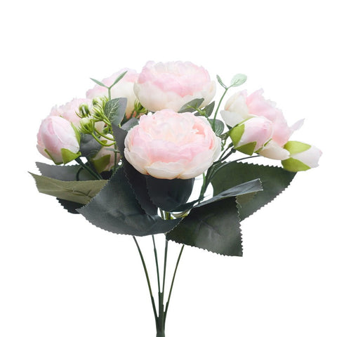 Artificial Silk Peony & Tea Rose Bouquet (Light Pink)
