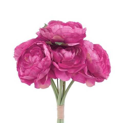 Ranunculus Artificial Silk Flower Bouquets (Berry Pink)
