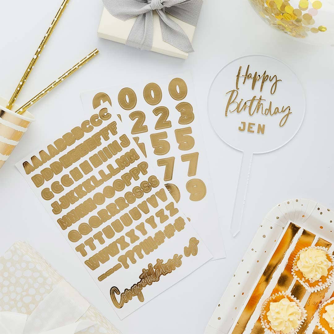 Sticker Paper Topper Acrylic Cake Topper & X2 Gold Sticker Sheets – Windsor Cakecraft