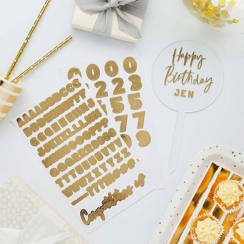 Acrylic Cake Topper  & X2 Gold Sticker Sheets