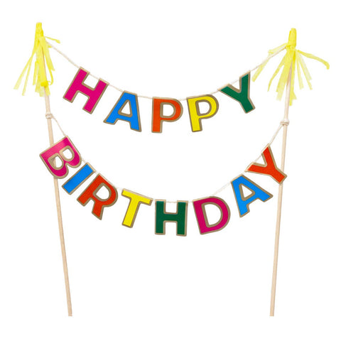 Rainbow Happy Birthday Cake Topper Bunting