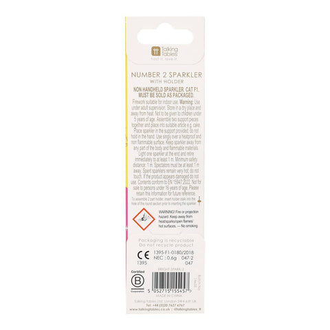 Gold Number Sparkler 2 | Birthday | Wedding | Anniversary |