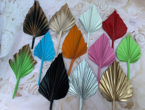 Dried Palm Spear Leaves ,black, pink, blue, gold, white, green orange palm spear, palm cake topper, palm decor, dried flowers cake decor: Pink