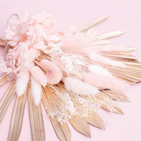 Sun Palm Bouquet (with palm spear) - Gold & Pink