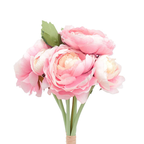 Ranunculus Artificial Silk Flower Bouquets (Pink & Cream)