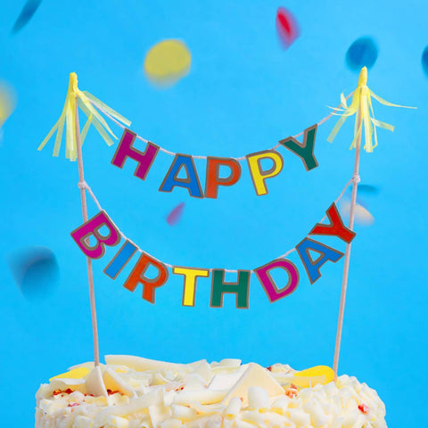 Rainbow Happy Birthday Cake Topper Bunting