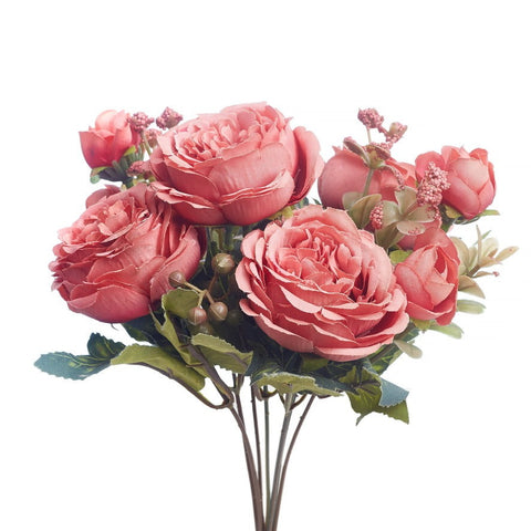 Artificial Silk Peony & Tea Rose Bouquet (Pretty Blush)