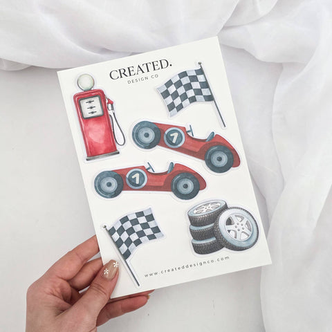Red Race Car Cake Decorations Set