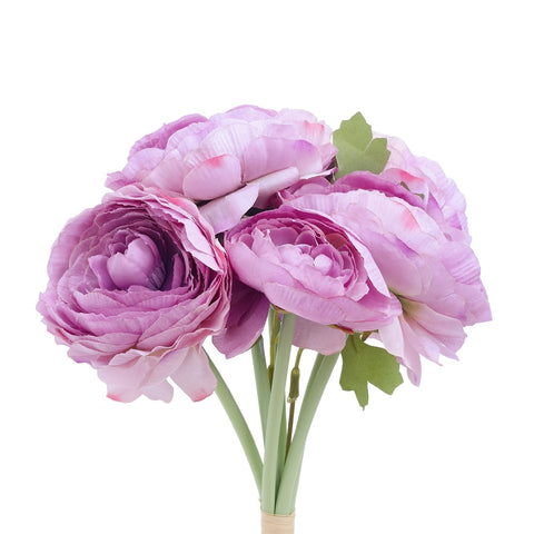 Ranunculus Artificial Silk Flower Bouquets (Light Purple)