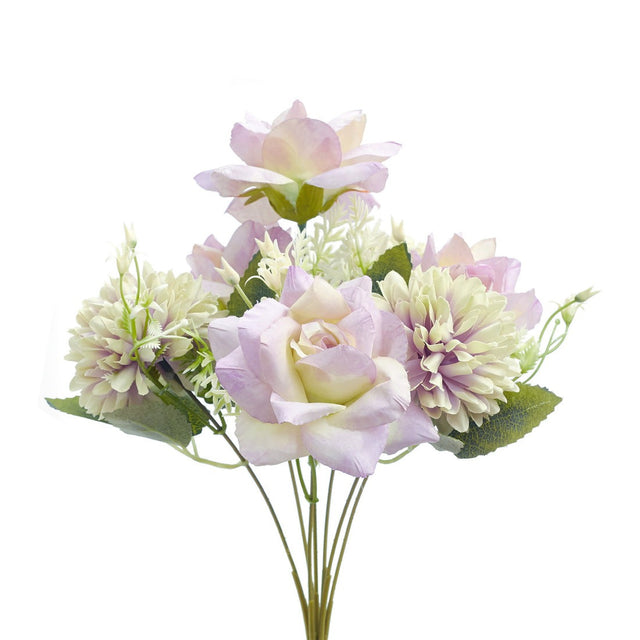 Mixed Artificial Silk Flower Bouquet - Modern Rose, Dandelions & Folia ...