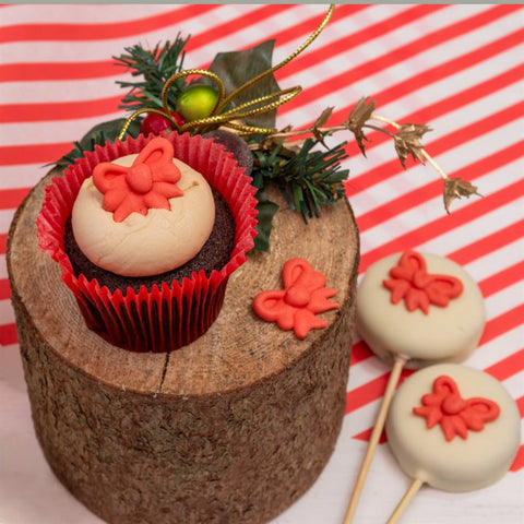 Red Bow Sugar Toppers Pack of 12