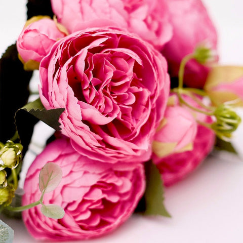 Artificial Silk Peony & Tea Rose Bouquet (Rose Pink)