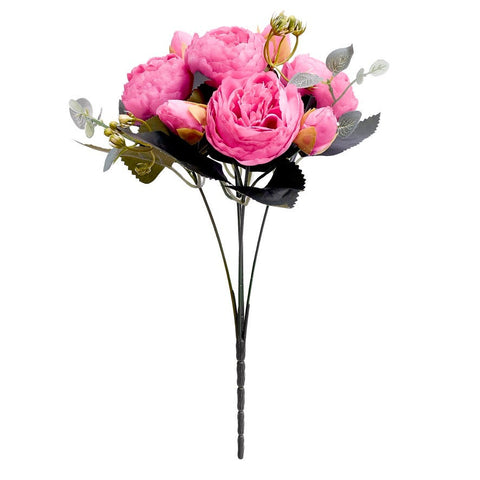 Artificial Silk Peony & Tea Rose Bouquet (Rose Pink)