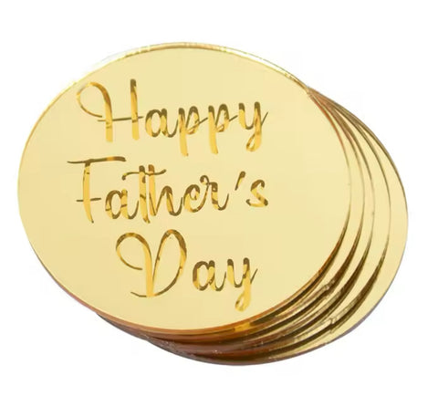 Gold Happy Fathers Day Acrylic Toppers