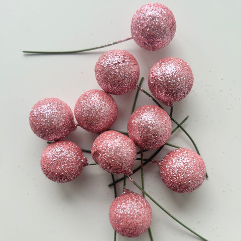 Pink Glitter Balls on Wires