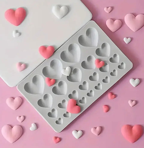 Multi Size Heart Silicone Fondant Mould